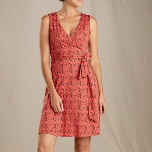 TOAD & CO Poppy Floral Cue Faux Wrap  Sleeveless Dress Travel Casual SZ Small